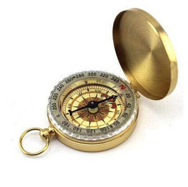 wholesale Travel Compasses High Quality Pocket Style Classic Compass for Outdoor Travel Golden Colour Outdoor Gadgets Camping Survival Tool