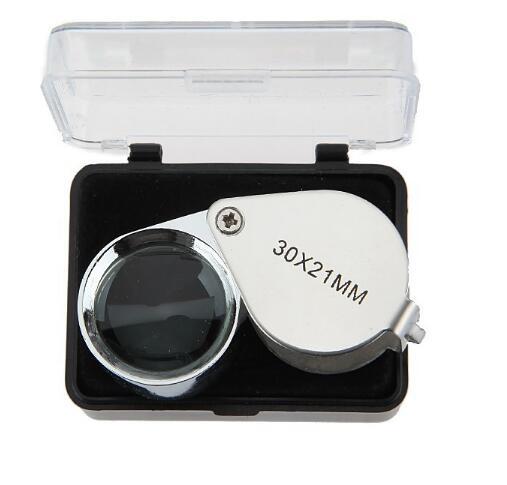 New Mini 30X 30x21mm Loupe Magnifier Folding Magnifying Triplet Jewelers Eye Glass Jewelry Diamond Currency Detecting ZA2808