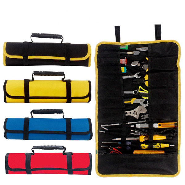 Multi-function Tool box Bag reel type Woodworking Electrician repair canvas portable storage instrument Case