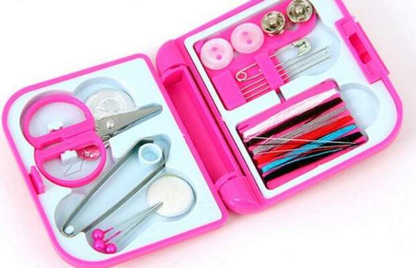 Portable Travel Sewing Kit Mini Plastic Multi Function Creative Family Necessity Tool Case Scissors Tape Pins Thread Threader Set 2 75sc J R