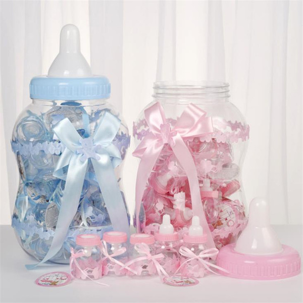 Creative Packaging of Baby Bottle Savings Cans Plastic Candy Box Baby shower Transparent Sugar Box T5I6012