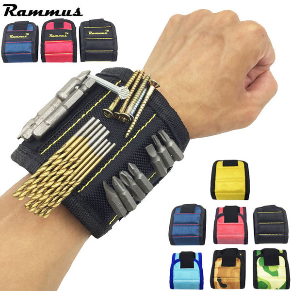 Rammus Polyester Magnetic Wristband Portable Tool Bag Electrician Wrist Tool Belt Screws Nails Drill Bits Holder Repair Tools