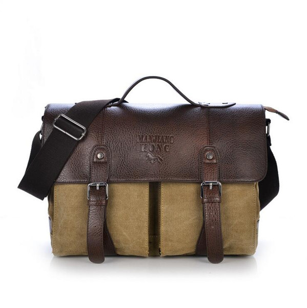 Leather Canvas Shoulder Bag For Men Women - Vintage Messenger Business Crossbody Bag - Multifunction Outdoor Mens Bag (3 Colors)