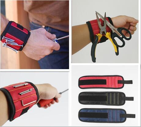 3 Colors Magnetic Force Wristband With 5pcs Strong Magnets Canvas Pocket Belt For Holding Screws Gadgets Tools