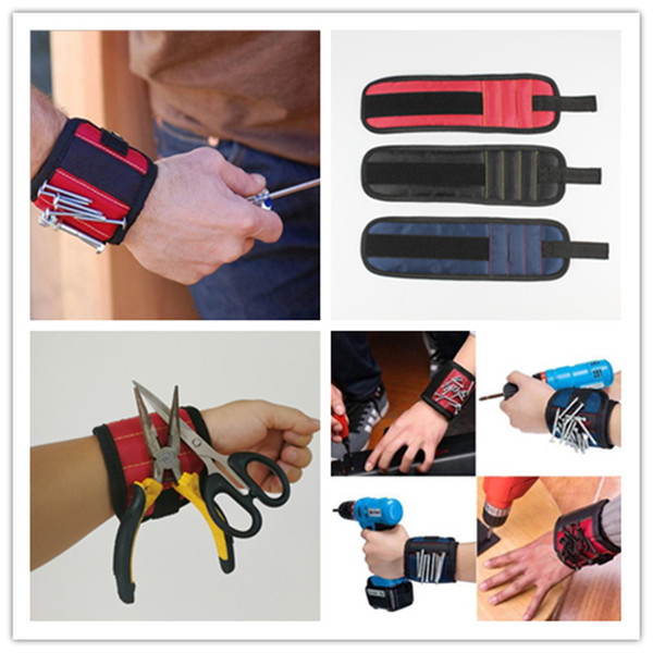 Magnetic Wristband Pocket Tool Belt Pouch Bag Screws Holder Holding Tools Magnetic bracelets Practical strong Chuck wristToolkit DHL Free