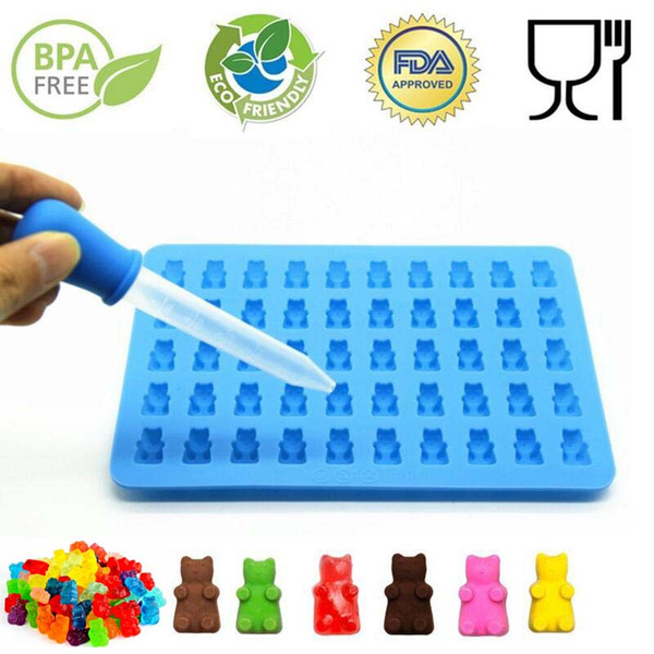 30pcs Fashion Kitchen Tools Mold 50 Cavity Silicone Gummy Bear Chocolate Mold Candy Maker Ice Tray Jelly Moulds