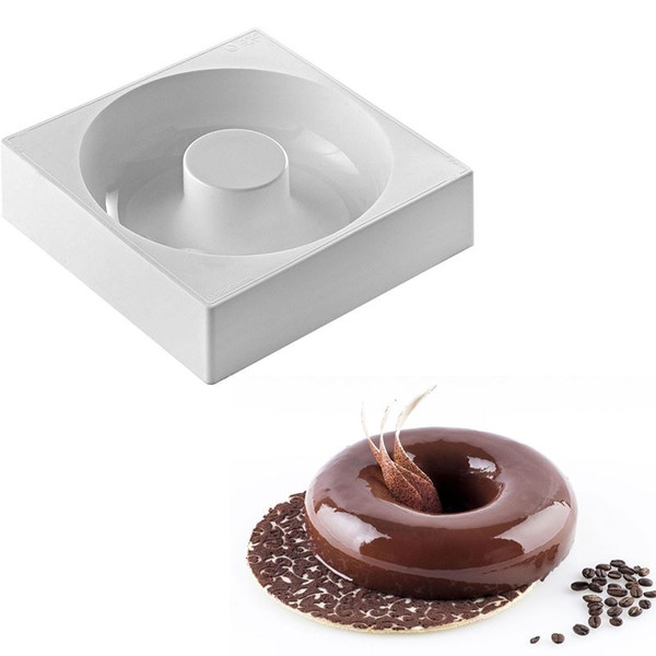 White Savarin Donuts Hollow Shaped White Silicone Mold Dessert Cake Tools Baking Mould Tray for Muffin