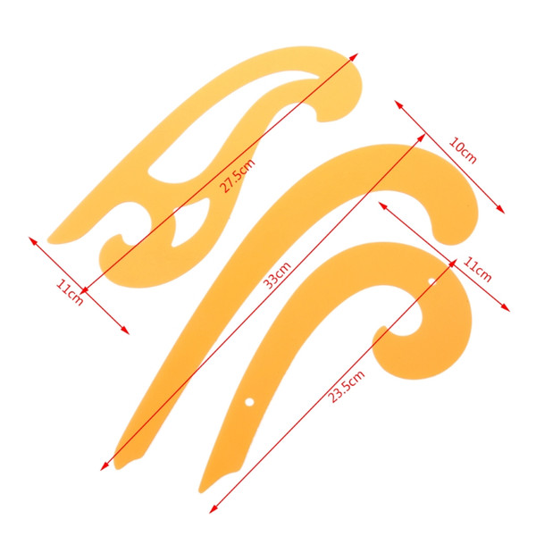 Set of 3 Plastic French Curves Set Drafting Drawing Ellipse Templates sewing Ruler