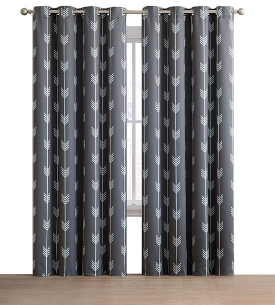 Basketweave Print Blackout Grommet Curtain Panels for Window - 99% Light Blocking - Thermal Insulated Decorative Hanging Pair for Privacy &