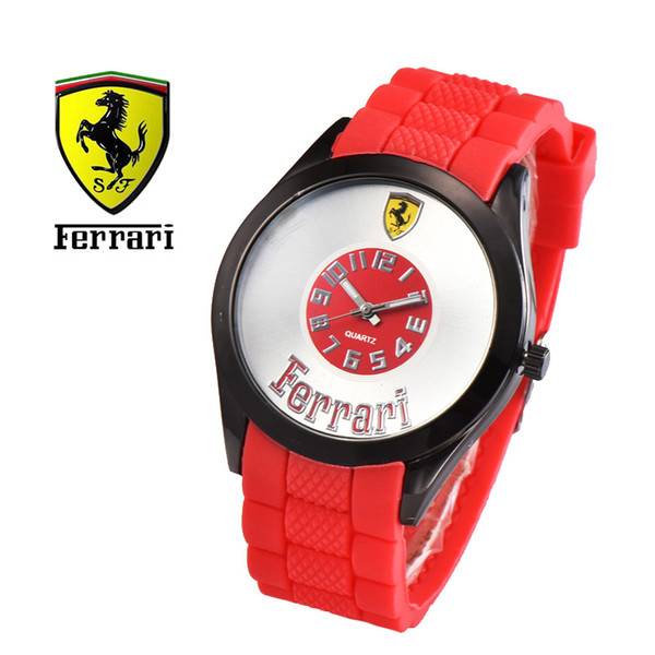 2019 Hot Sale Ferrari Sports Women Mens Watches High Quality Quartz Movement Wristwatch Silicone Straps Watch