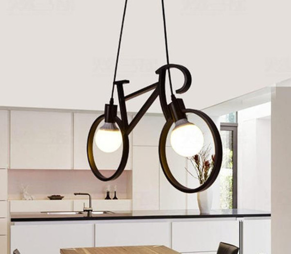 Retro Nordic Modern Iron Bicycle Chandelier Cafe Lighting LED Loft Bar Ceiling Lamp Bedroom Droplight Store Home Decor Gift a790