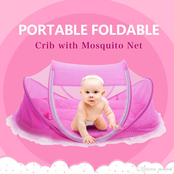 Foldable New Baby Crib 0-3 Years Baby Bed With Pillow Mat Set Portable Folding Crib With Netting Newborn Sleep Travel Bed Newest