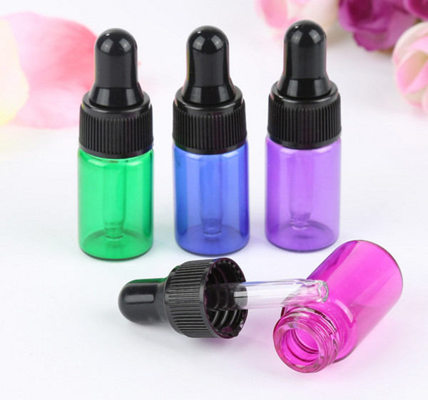 Dropper Bottle 1ml 2ml 3ml Stained Glass Essential Oil Sample Bottle with Plastic Dropper