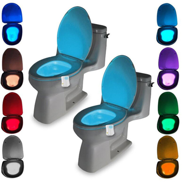 Smart Bathroom Toilet Nightlight LED Body Motion Activated On/Off Seat Sensor Lamp 8 Color PIR Toilet Night Light lamp hot