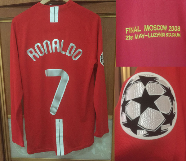 2007-2008 Final MOSCOW Ronaldo Classic Retro Giggs Rooney Carrick Football With Wash Tag Soccer Clothing