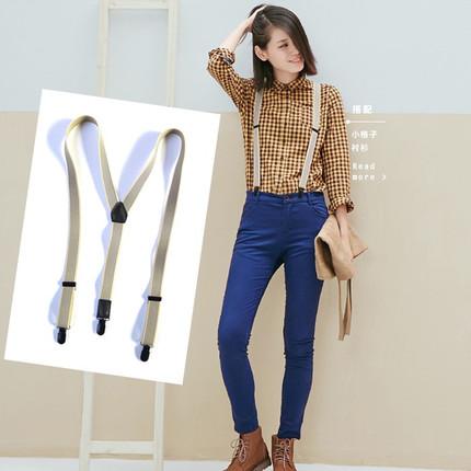 Hot fashion With classic pattern logo Elastic suspender lady strap black white khaki 3 color suspender good quality (Anita)