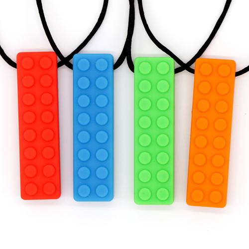 2PCS PACK Textured Sensory Silicone Chew Necklaces Baby Teether Baby Bites Necklace Autism Toy For Teething Improve ASD Phthalates Free FDA