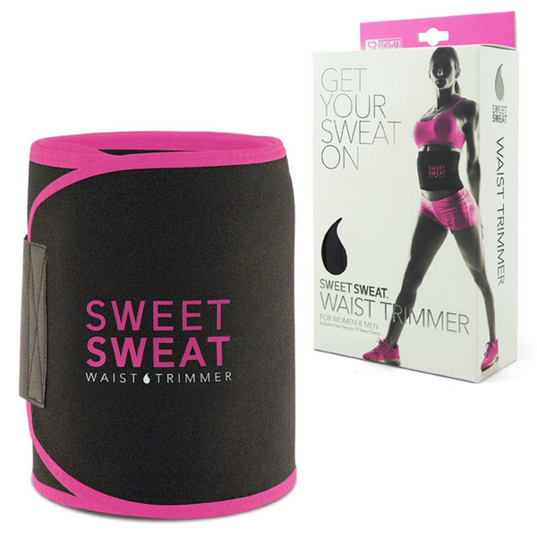 Sports Research Sweet Sweat Premium Waist Trimmer (Pink and Yellow Logo) for Men & Women Belt Slimmer Exercise Waist Wrap with color retail