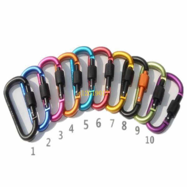 8cm Aluminum Carabiner D-Ring Key Chain Clip Camping Keyring Snap Hook Outdoor Travel Kit Carabineers