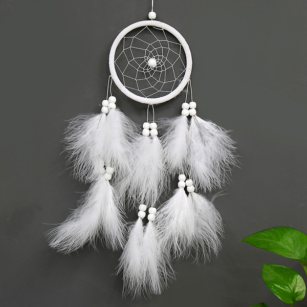 OC3026 creative new white dream catcher white feather wall hang fashion home decoration children gift (white color)