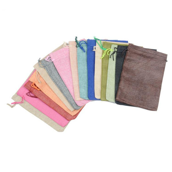 Blank Plain Small Cloth Bag Drawstring Jewelry Pouch Gift Packaging Pocket DIY Empty Candy Tea Storage Bag T2I390