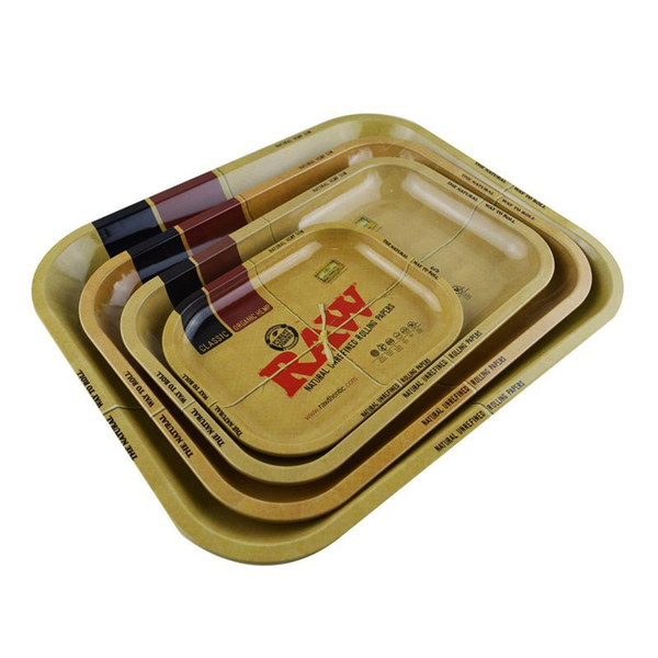 Metal Raw Tray Tin Plate Case 5 SIZE Machine Tobacco Rolling Tray Handroller Smoking Storage Case Xmas Gifts HH7-384