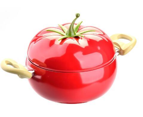 20cm Kitchen Soup Pot Fruit Pan Non-stick Aluminum Sauce Pan Boiler Tomato Shape No Fumes Household Cooking Tools Kitchenware