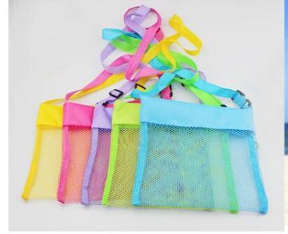 Colorful children's beach bag, Toy storage bag, Blanks Children Mesh Shell Beach seashell Bag Kids Beach Toys Receive Bag Mesh Sandboxes