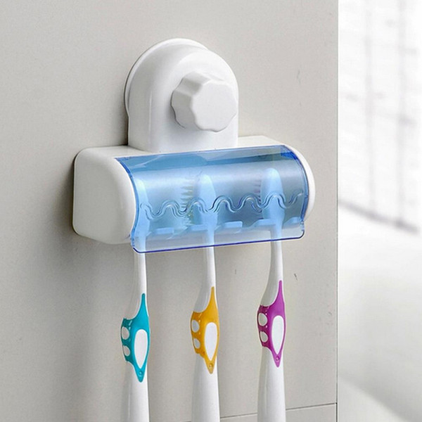 1PCS Suction Cup Wall Mount Bathroom 5 Hooks Toothbrush Holder SpinBrush Rack Stand Holder Tooth Brush Holder For Toothbrushes