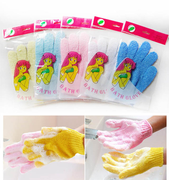 Shower Bath Gloves Exfoliating Wash Skin Spa Massage Loofah Body Scrubber Random Color Scrub Bath Glove