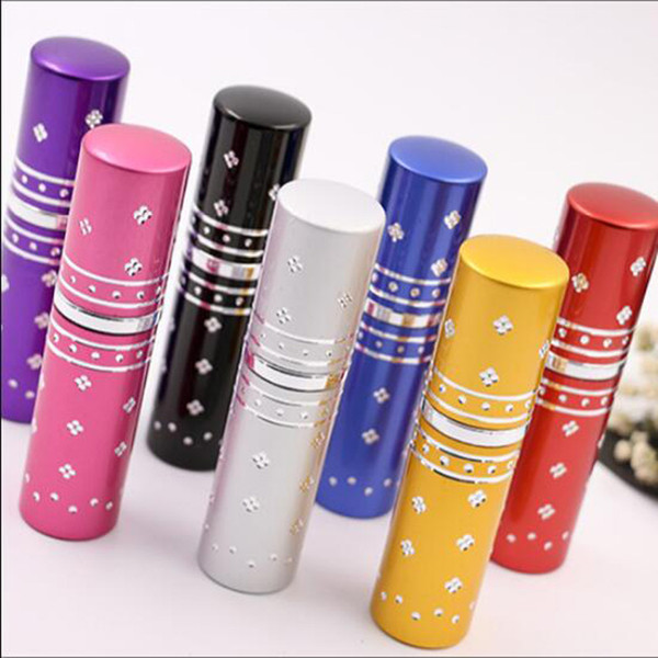 10ML 10CC line with diamond Mini Portable For Travel Aluminum Atomizer Refillable Perfume Bottle With Spray Empty