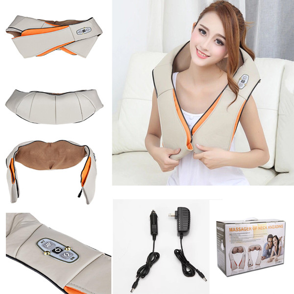 Massager of Neck Kneading Home And On-board Cervical Spine Massager Cervical Massage Shawls Pillow Shiatsu Kneading Neck Shoulder Massager