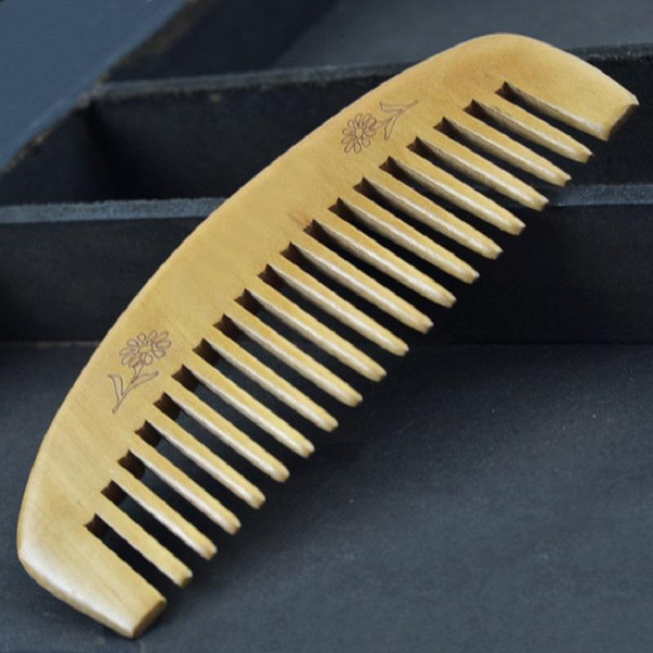 1pc Natural wide tooth Peach wood no-static massage hair wood comb G00054 CAD