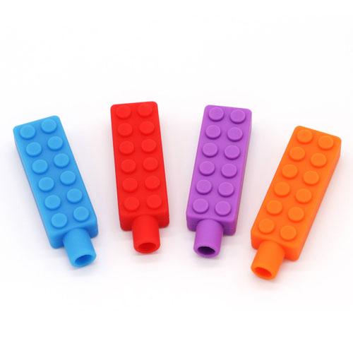 Chew Brick Chewable Pencil Toppers Chewy Sensory Aid for Autism & Oral Motor Special Needs Kids - Chewing Topper Helps Girls & Boys Biting