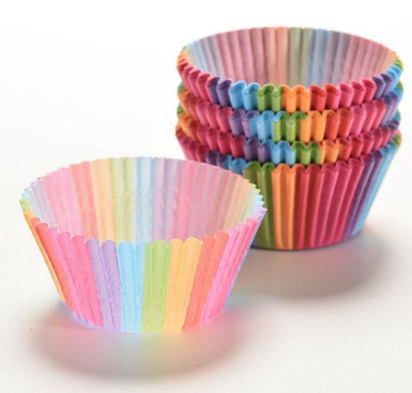 100 pcs rainbow cupcake paper liners Muffin Cases Cup Cake Baking egg tarts tray kitchen accessories Pastry decorating Tools