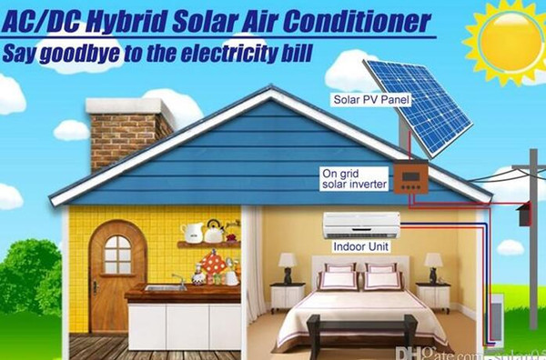 2018 year very hot sale ,High quality Grid connected solar air conditioner, AC and DC dual purpose,220VAC/48VDC,24000btu