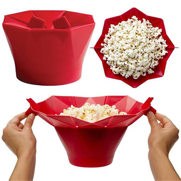 Silicone Popcorn Bucket Popcorn Maker Storage Container Foldable Microwave Popcorn Box Bucket Container Kitchen Baking Tools