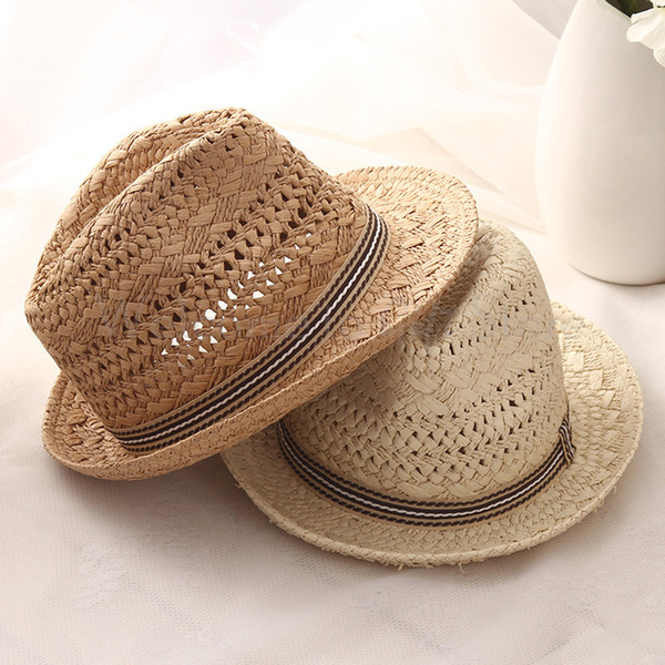 Parent-child Hand-Made Jazz Hat Sun Hat Straw Hat Summer Beach Travel Sun Cap Free Shipping TRA010