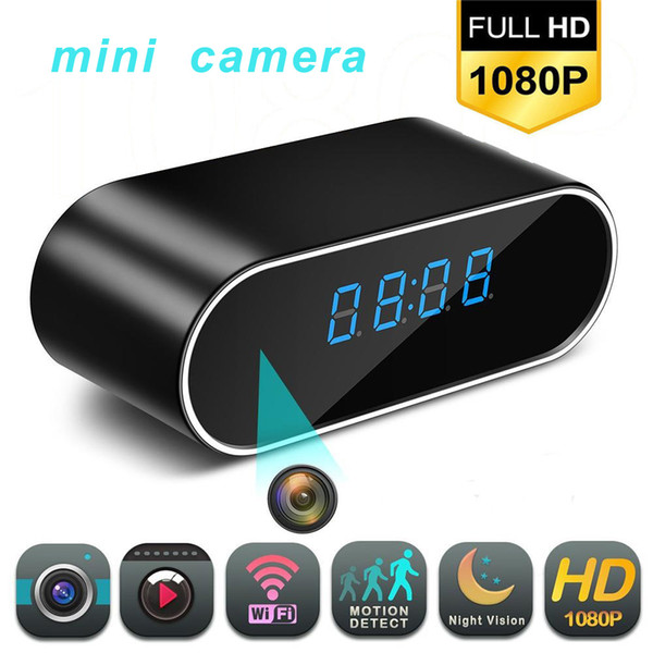 1080p Wifi Mini Camera Time Alarm Wireless Nanny Clock P2p Ip/ap Security Night Vision Motion Detection Home Secret Hidden Tfcar C19041901