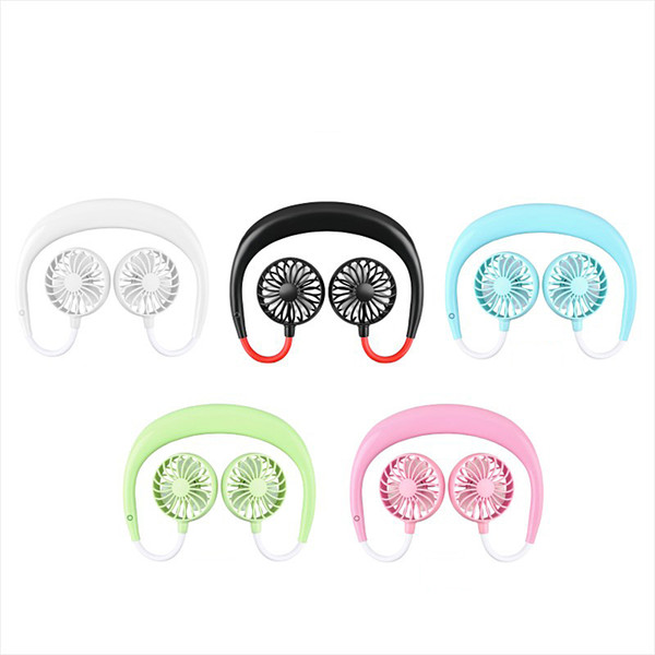 Hanging Neck Fan 5 Colors USB Charging Travel Portable Sports Fan Lazy Creative Mini Fans Novelty Items 20pcs