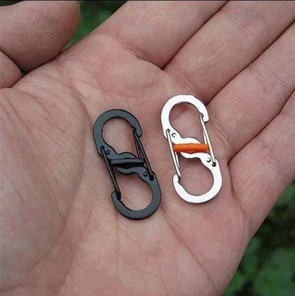 Stainless Steel EDC 8 Shape Type Buckle Double Gated Carabiner Key Ring Clip Hook 35mm*15mm Lightweight Metal Clip