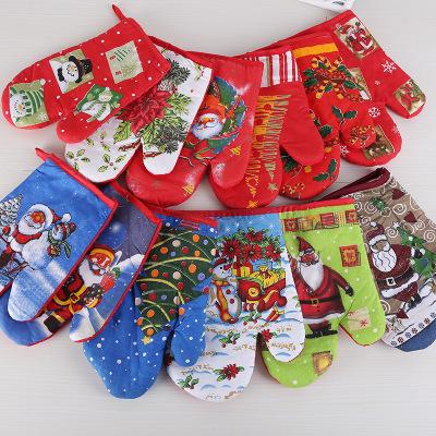 2PCS/Set Christmas Decoration Oven Gloves Snowman Gloves Set Christmas Ornament Accessories for Home Table Decorations 001