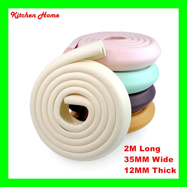 2M Long L-shape Thickened Baby Safety Table Desk Edge Corner Cushion Guard Stripe Anti-crash Protector Softener Bumper Protector