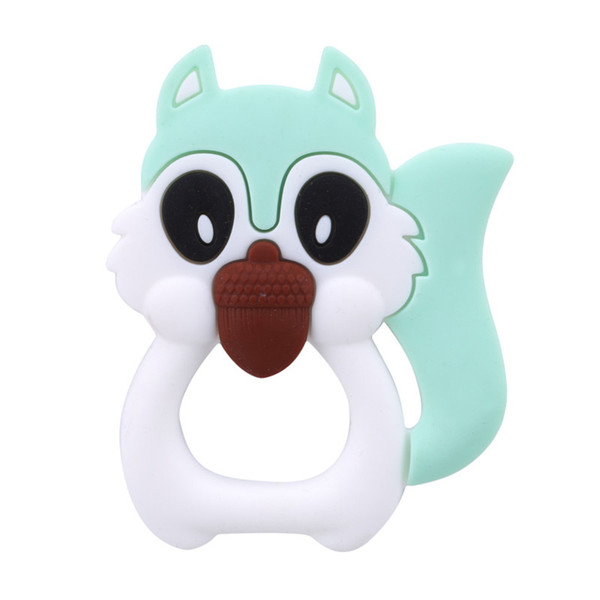 Free Shipping 2019 1PC Grade Silicone Teethers Animal Squirrel Baby Ring Teething Toy Soft Cartoon Teether Infants Toddlers Toy Dental Care