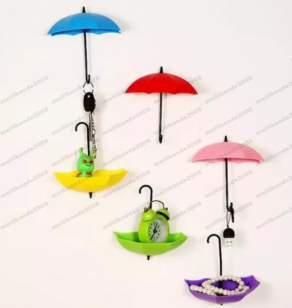 hot 3 Pcs/set Colorful Umbrella Wall Hook Key Hair Pin Holder Organizer Decorative MYY