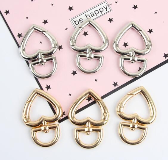 DHL Heart Metal Buckles For Bag Handbag Strap Snap Hooks Keyring Dog Collar Swivel Trigger Clips DIY Leather Crafts tool