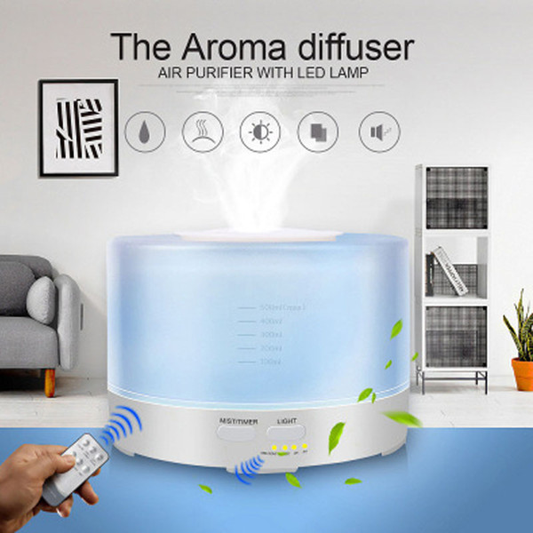 500ml Ultrasonic Humidifier Cool Mist Humidifier Aroma Essential Oil Diffuser With 7 Color LED Lights Remote Control for Home Office