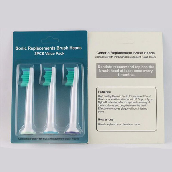 Electric Sonic Teeth Brush Replacement For Philips Sonicare Toothbrush Heads Proresults Soft Bristles HX6013 3ps/pack