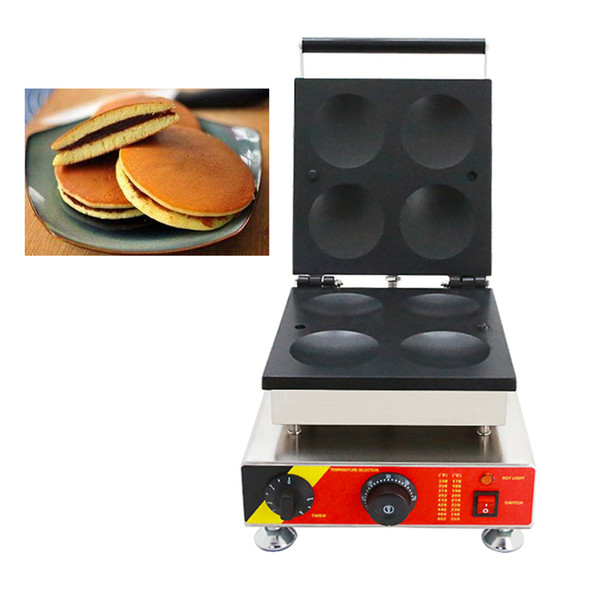 110v 220v Electric Japanese Dora's Dorayaki Machine 4pcs Waffle Pancake Maker Red Bean Paste Pie Snack Iron Equipment