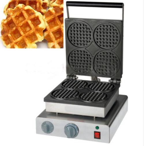 4-Slice Commercial Use 110v 220v Electric Nonstick Mini Round Waffle Maker Iron Machine Baker LLFA